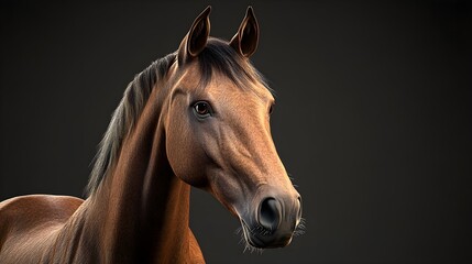 Obraz premium 3D image of a beautiful horse head on a black background, graphic resources