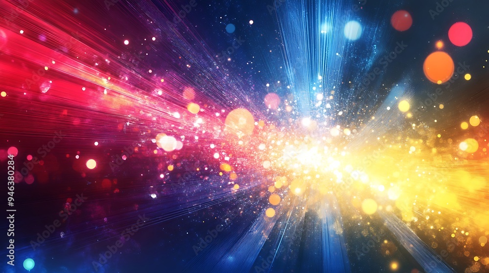 Poster vibrant cosmic explosion of color and light creating a stunning visual experience