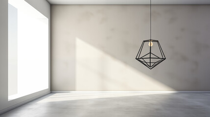 Modern Room with Geometric Black Pendant Light in Sunlight