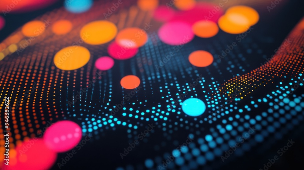 Poster abstract background with colorful bokeh lights and dots