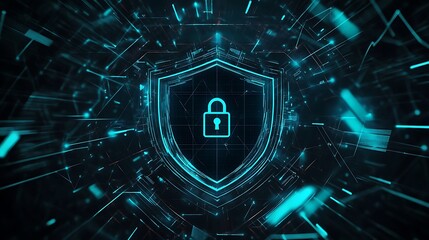 Secure Digital Environment with Futuristic Technology and Lock Symbol