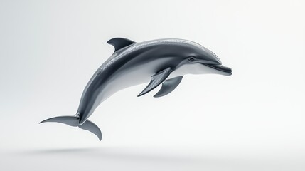 Fototapeta premium A silver dolphin leaping through the air with a white background
