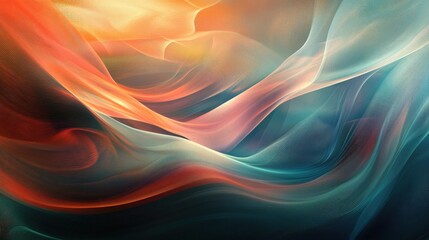Obraz premium Dynamic and ethereal waves of digital art, blending colors in a harmonious flow of light and shadow.