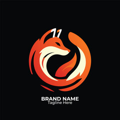 Unique  cute fox logo for 
 company design, emblem, illustration in a minimalist style