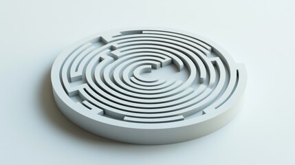 Obraz premium A Circular Maze with a White, 3D Design