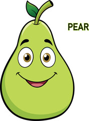 pear fruits cartoon vector art illustration design