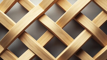 Architectural wooden beams, intricate lattice design, 3D illustration
