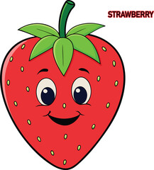 strawberry fruits cartoon vector art illustration design