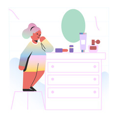 Girl looking at mom’s cosmetics