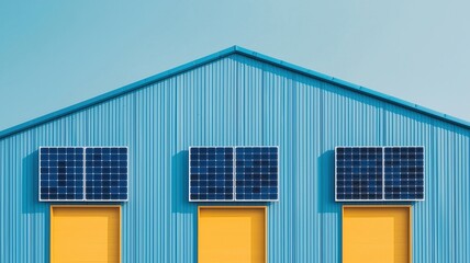 Fototapeta premium Rooftop solar panels with builtin storage units, representing scalable electricity solutions for a climateconscious future