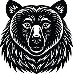 The outline of a bear head captures strength and wilderness in simple black lines
