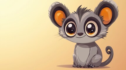 Fototapeta premium A cute, cartoon-style character resembling a small, gray animal with large eyes.