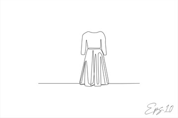 continuous line vector illustration of women's dress