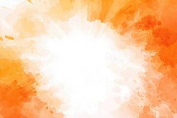 Fototapeta premium Orange and White Watercolor Background, Gradient with Sunlight Radiating from Center, Illustration on White Background