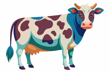 Cow, watercolor clipart illustration with isolated background.
