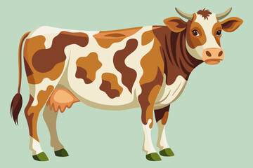 Cow, watercolor clipart illustration with isolated background.
