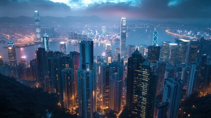 Obraz premium Hong Kong Skyline at Night