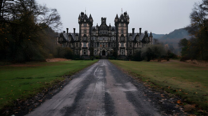 Large Castle With Long Driveway Leading