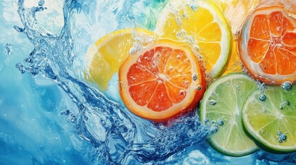 Slices of Orange, Lemon, and Lime in Water