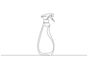 Continuous line drawing of water spray bottle. Single line illustration of spray bottle. Disinfectant, Barber, Gardener, concept. Editable outline