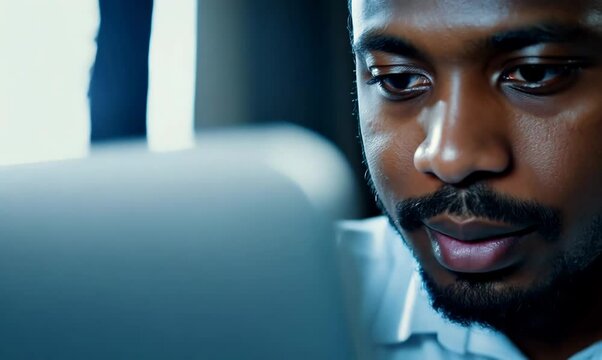 Gambian Man Working on Laptop Browsing Internet