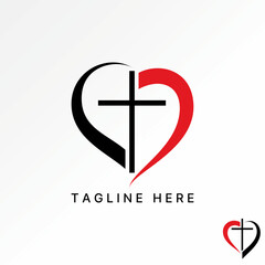 Logo design graphic concept abstract creative premium vector stock swoosh love with pray church ministry faith. Related to christian catholic baptism