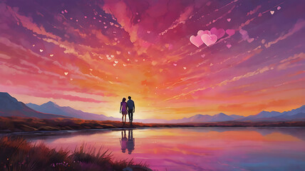 Romantic couple illustration background design