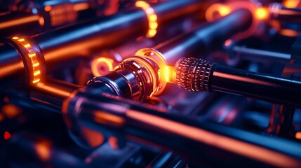 Industrial heat exchanger, thermal energy flow, schematic diagram style, 3D illustration