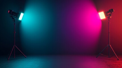 LED studio lights, customizable color temperature, 3D illustration