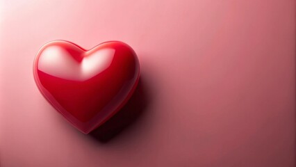 Obraz premium Elegant Red Heart Decoration on Light Pink Background Perfect for Valentine’s Day Greetings