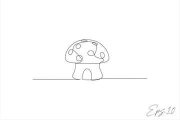 continuous line vector illustration of mushroom house