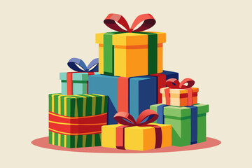 Fototapeta premium Stack of gifts, watercolor clipart illustration with isolated background. 