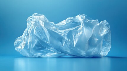 Obraz premium A Wrinkled Plastic Bag on a Blue Background