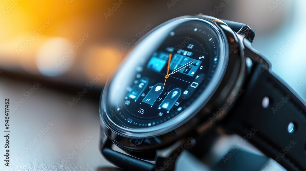 Poster close-up of a smartwatch displaying a calendar and notifications, representing wearable technology a