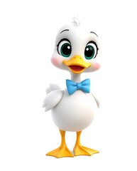 Obraz premium Graceful 3D Cartoon Duck with a Bow Tie