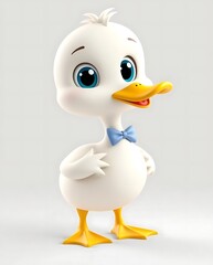 Graceful 3D Cartoon Duck with a Bow Tie