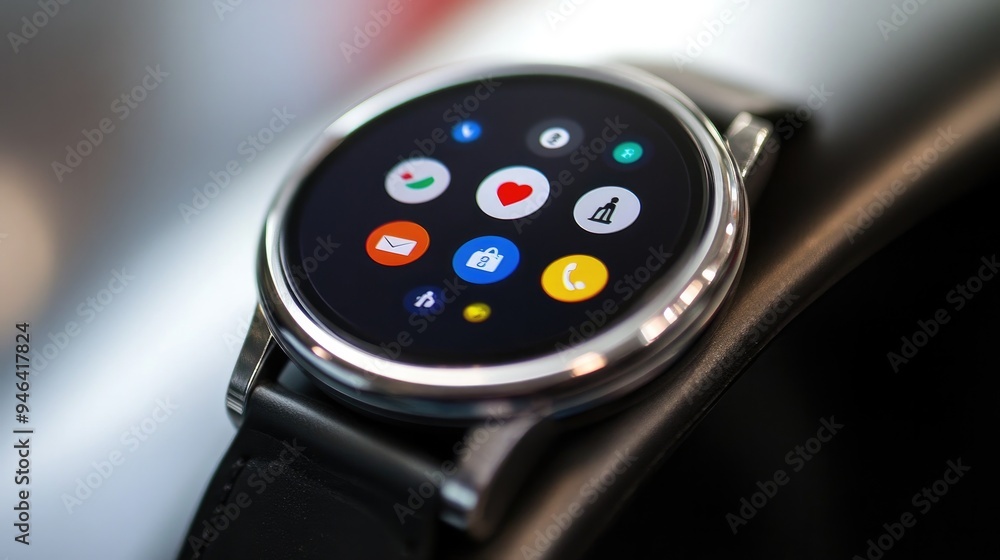 Poster close-up of a smartwatch displaying a calendar and notifications, representing wearable technology a