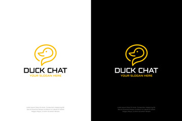 Duck chat logo design vector