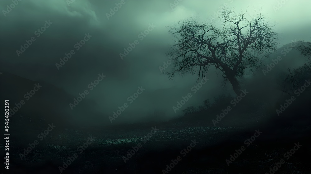 Poster darkness sweeps over a moody atmospheric landscape causing the light to fade away and leaving only s