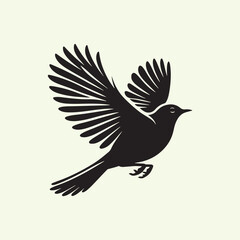 Black Silhouette of an American Robin Bird - Vector 
Illustration with Transparent Background