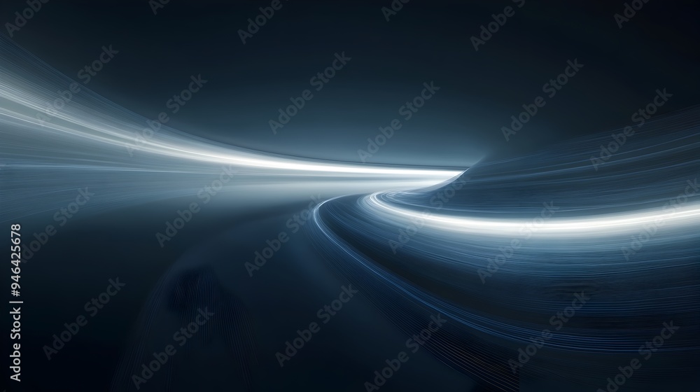 Poster conceptual digital artwork depicting the bending of light and distortion of space around an unseen o