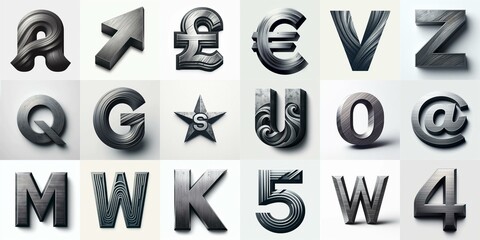 Brushed charcoal Lettering Typeface. AI generated illustration