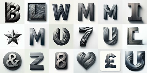 Brushed charcoal Lettering Typeface. AI generated illustration