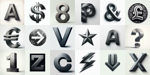 Brushed charcoal Lettering Typeface. AI generated illustration