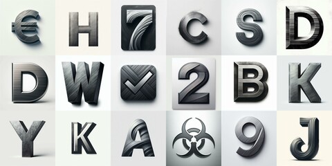 Brushed charcoal Lettering Typeface. AI generated illustration