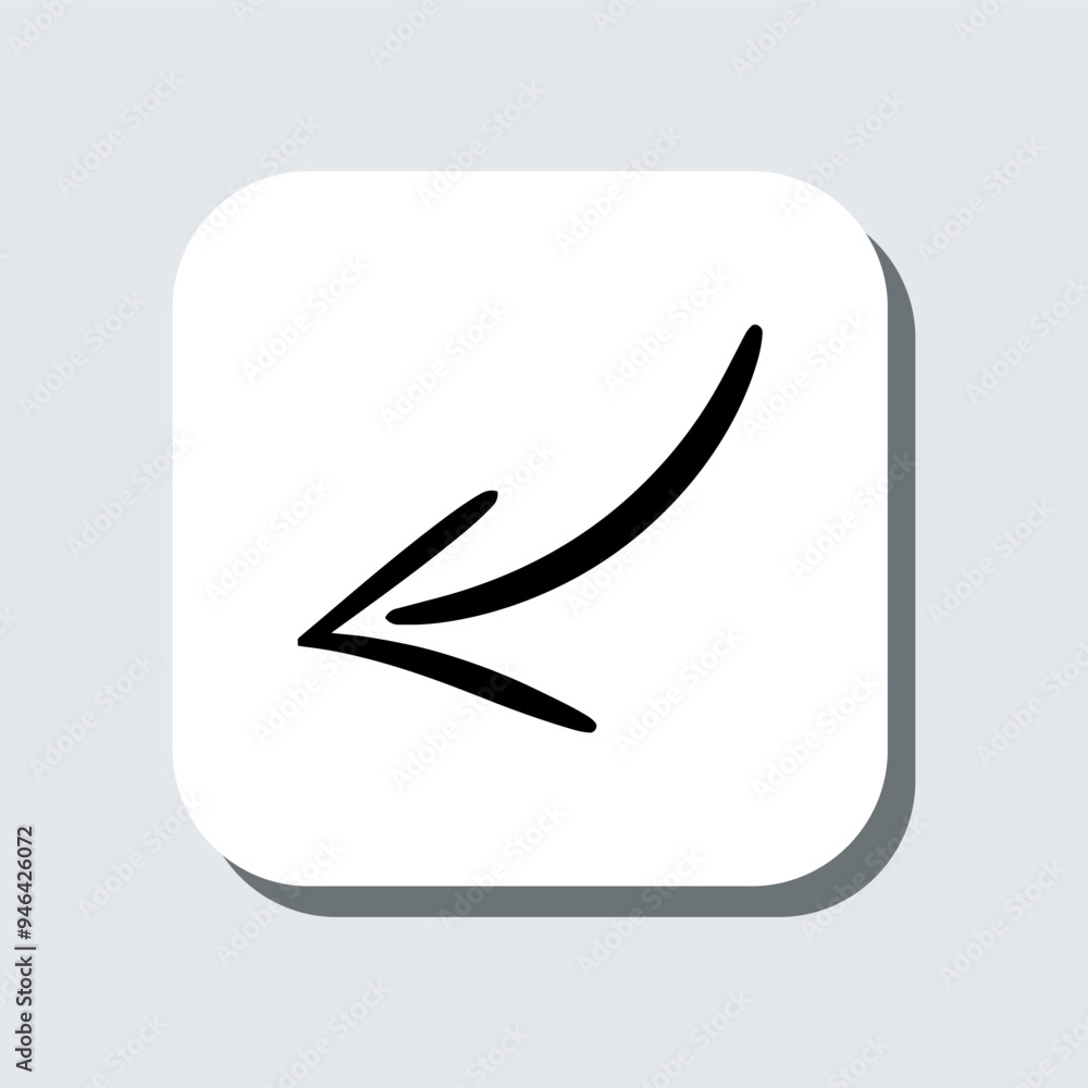 Poster curved arrow icon vector. arrow pointer sign symbol in trendy flat style. arrow left vector icon ill