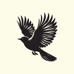 Black Silhouette of an American Robin Bird - Vector 
Illustration with Transparent Background
