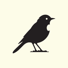Black Silhouette of an American Robin Bird - Vector 
Illustration with Transparent Background