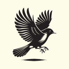 Black Silhouette of an American Robin Bird - Vector 
Illustration with Transparent Background