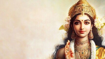 The Hindu goddess Parvati with a place to copy the text.